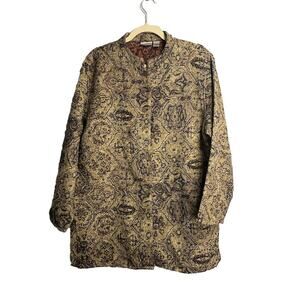 Vintage Chico's Womens Tapestry Jacket Button Front Mandarin Collar Penny Lane 3